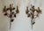1970s 1970s 3-light wall sconces in gilded metal with leaves. French work - a Pair For Sale - Image 5 of 12