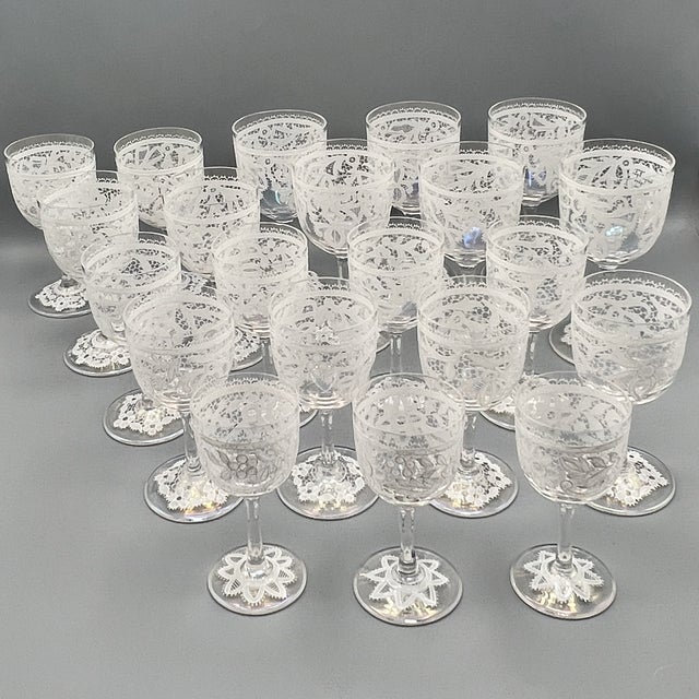Crystal Glasses by Salviati for Murano, 1950s, Set of 21 For Sale - Image 11 of 18