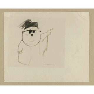 Mino Maccari, Portrait (Pietro Nenni), Drawing, 1960s For Sale