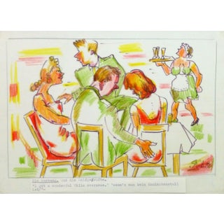 Irmgard Von Reppert, Ink & Pencil Drawing - a Engrossing Evening For Sale