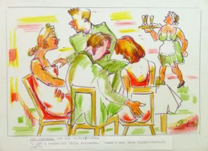 Irmgard Von Reppert, Ink & Pencil Drawing - a Engrossing Evening