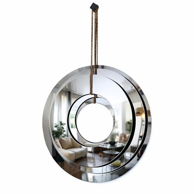 Collimate Silver Hanging Wall Mirror by GTG Design Couture For Sale - Image 9 of 9