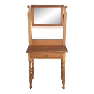 1900s Antique Victorian American Oak Washstand W/ Mirror Dressing Table Shaving Stand
