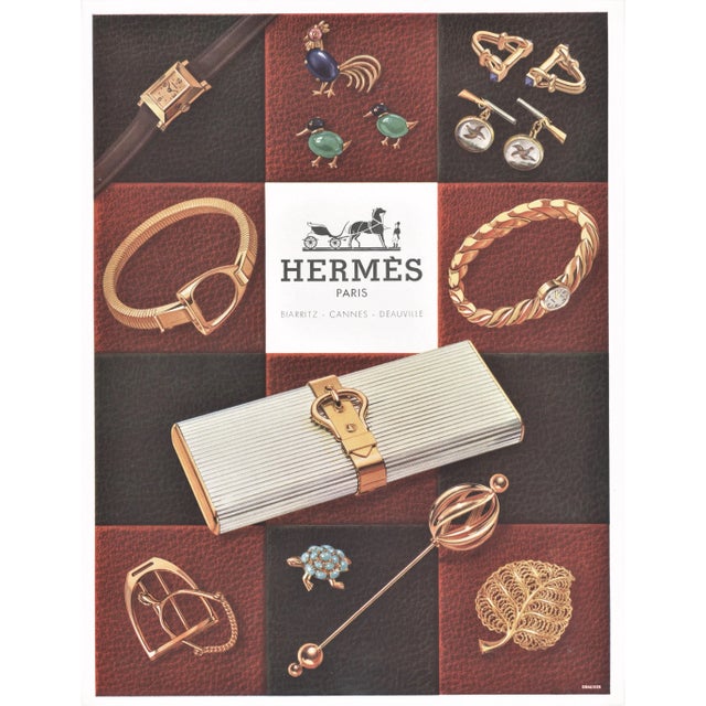 Pair-Vintage Mid-Century Hermes Jewelry Advertising Prints For Sale - Image 9 of 9