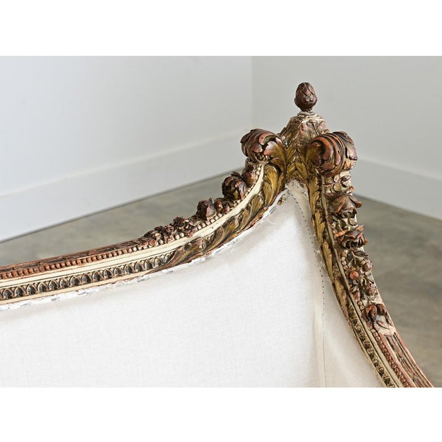French 19th Century Louis XVI Style Parcel Gilt Canapé For Sale - Image 11 of 13