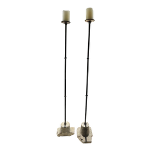 Pair of French Hand Forged Iron Torcheres, Late 19th Century