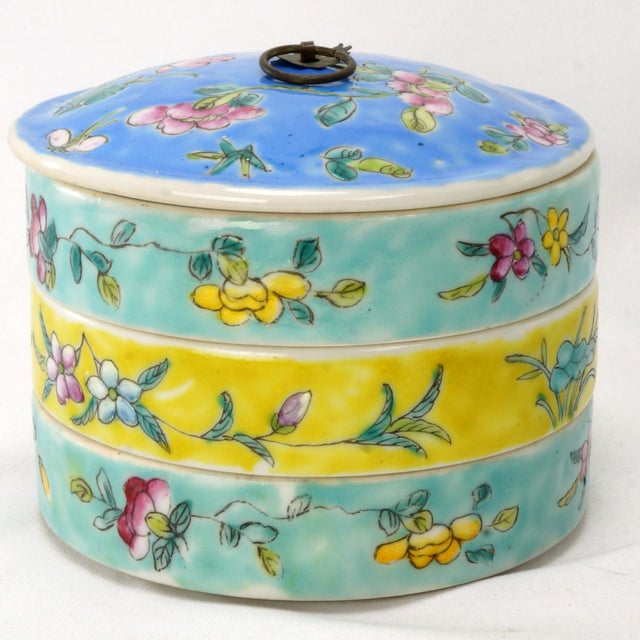 Chinese Porcelain Stacking Food Container Circa 1930's For Sale - Image 4 of 11