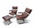 Mid-Century Modern Mid Century Modern Brown Leather and Chromium Lounge Chairs and Ottoman Attributed to Richard Hersberger For Sale - Image 3 of 11
