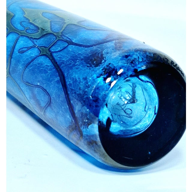 Robert Held Art Glass Iridescent Blue Bud Vase For Sale - Image 9 of 11