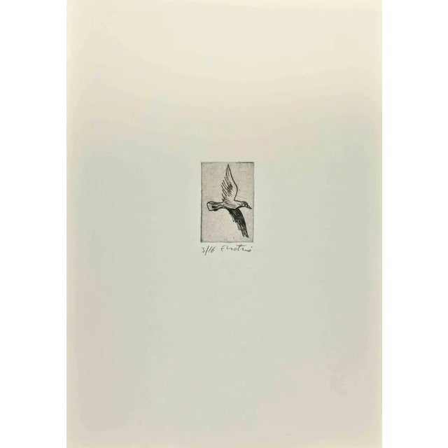 Dove is an etching realized by Enotrio Pugliese in 1963. Limited edition of 16 copies numbered and signed by the artist....