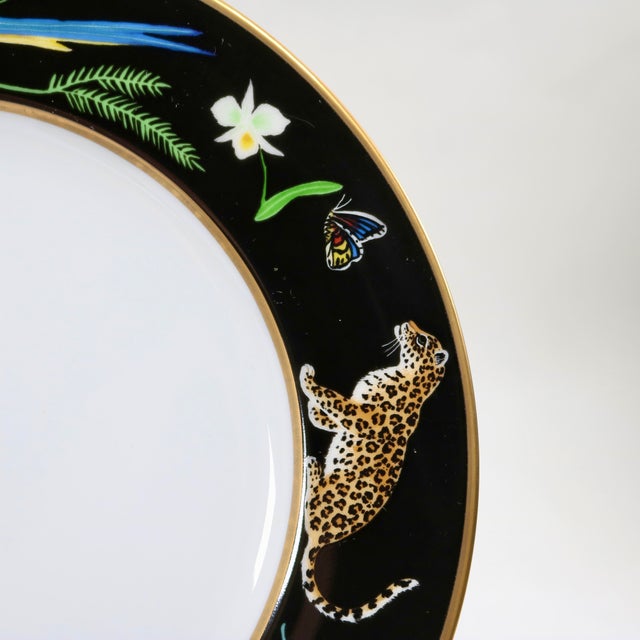 1980s Lynn Chase Designs Jaguar Jungle 8.25 Salad Dessert Plate 24k Rim - Set of 5 For Sale - Image 9 of 10
