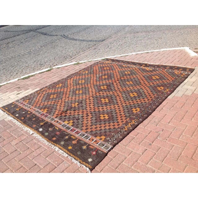 Industrial Vintage Turkish Kilim Rug - 6'11" x 9'4" For Sale - Image 3 of 7