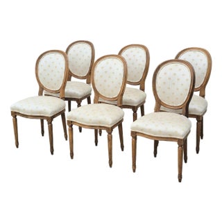 1990s Century Furniture Louis XVI Medallion Back Oak Dining Chairs for Reupholstery, Set of 6 For Sale