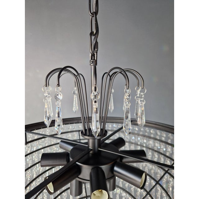 21st Century Regency Modern Black Crystal Chandelier For Sale - Image 11 of 12