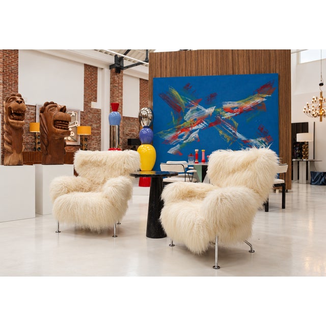 Gray PL19 Lounge Chairs in Mongolian Ivory Wool by Franco Albini for Cassina, 1970, Set of 2 For Sale - Image 8 of 9