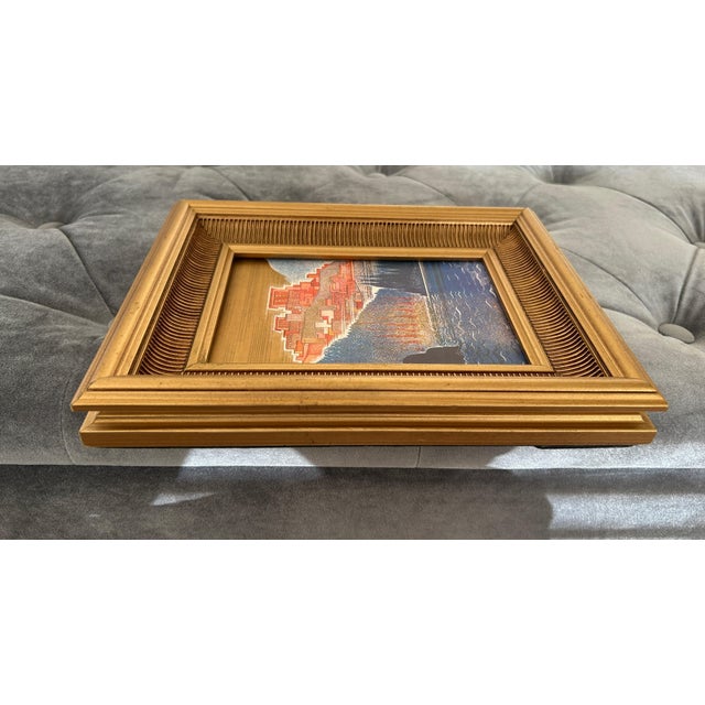 Royal Blue 1932 F.-L. Schmied “Pylos” Art Deco Bookplate From L’Illustration, Gilt Framed For Sale - Image 8 of 10