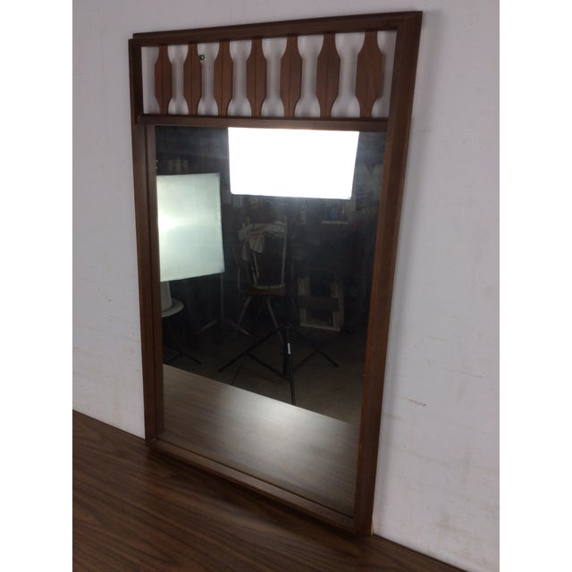 Mid-Century Modern Mid Century Modern Lowboy Dresser With 9 Drawers & Mounted Mirror by Johnson Carper For Sale - Image 3 of 16