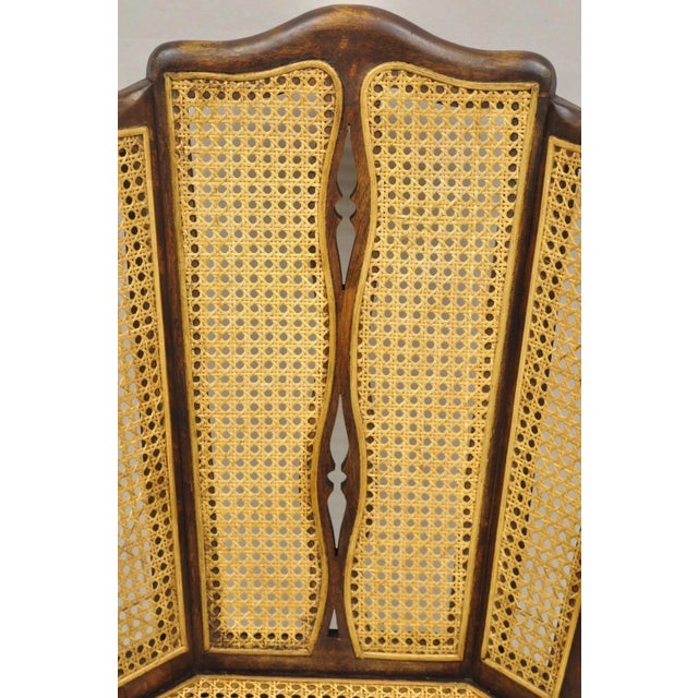 Antique Victorian Walnut and Cane Carved Lounge Arm Chair W/ Queen Anne Legs For Sale - Image 4 of 10