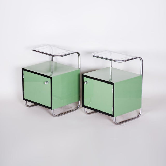 Bauhaus Side Tables in Chrome and Glass by Vichr a Spol., Czech, 1930s, Set of 2 For Sale - Image 6 of 18