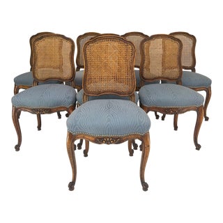 Vintage French Louis XV Style Cane Backed Chairs-Set of 8 For Sale