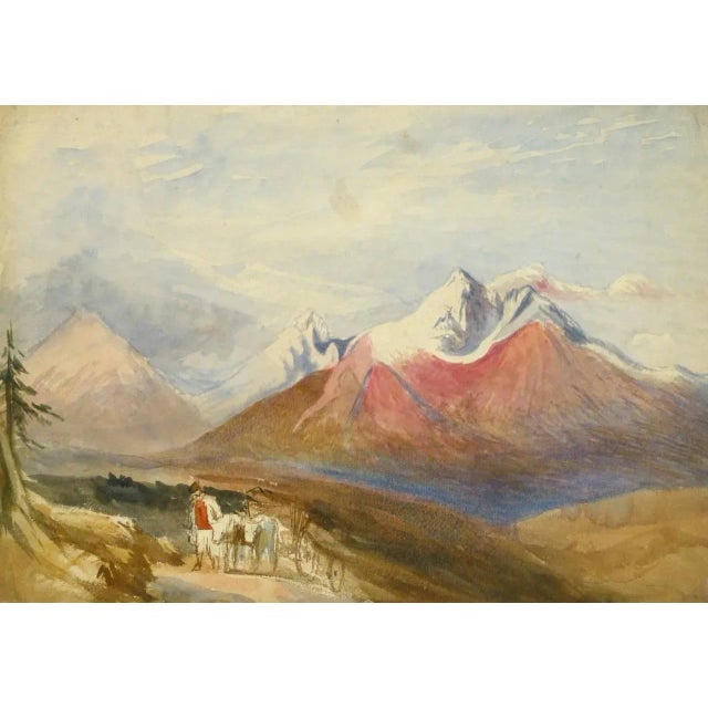 Late 19th Century Vintage English Watercolor Landscape - Winter Peaks For Sale - Image 5 of 5