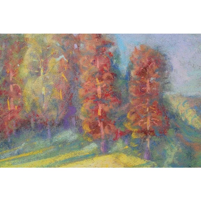 Autumn road. Paper, pastel, 25x33 cm "autumn road" is a pastel drawing that portrays the beauty of an autumn landscape....