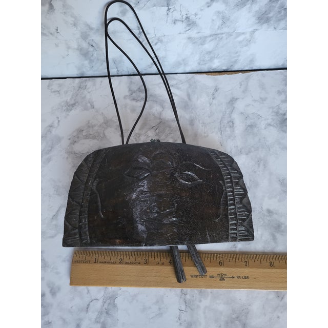 Chocolate 1990s Artisan Carved Cherry Wood Wind Chime For Sale - Image 8 of 9