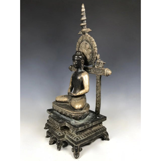 1970s Bronze Silver Gilt Tibetan Sitting Buddha For Sale - Image 10 of 11