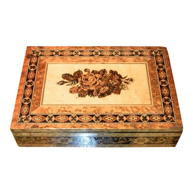 19c Tunbridgeware Table Top Stationary Box - Micro Mosaic For Sale