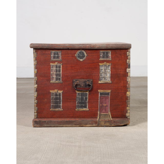 19th Century Country English Chest With House Facade Georgian Trunk For Sale - Image 14 of 18