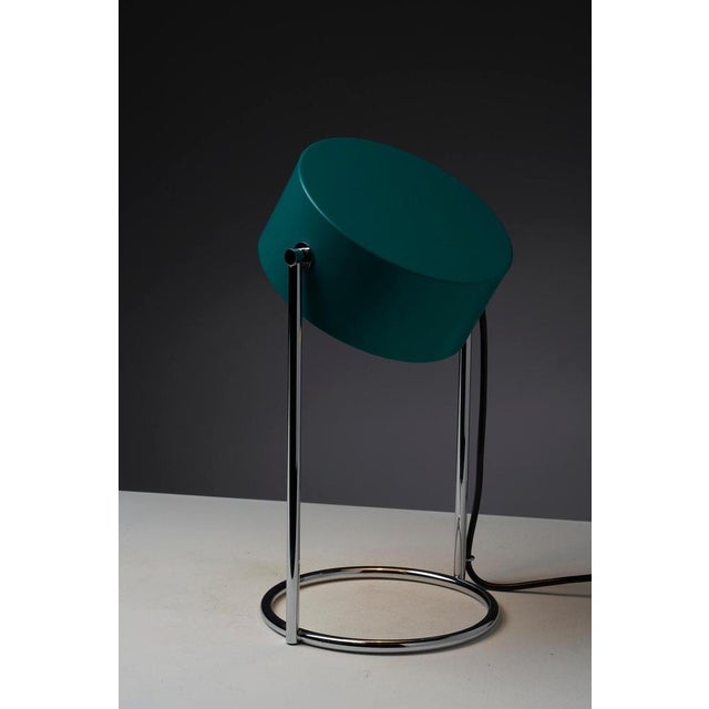 Petrol Green Table Lamp with Chromed Steel Base from Cosack Leuchten, 1970s For Sale - Image 4 of 9