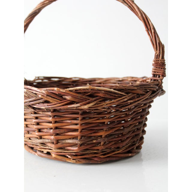 Vintage Wicker Gathering Basket For Sale - Image 14 of 14