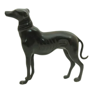 Vintage Bronze Metal Greyhound Whippet Dog Sculpture Figurine Art Deco Style