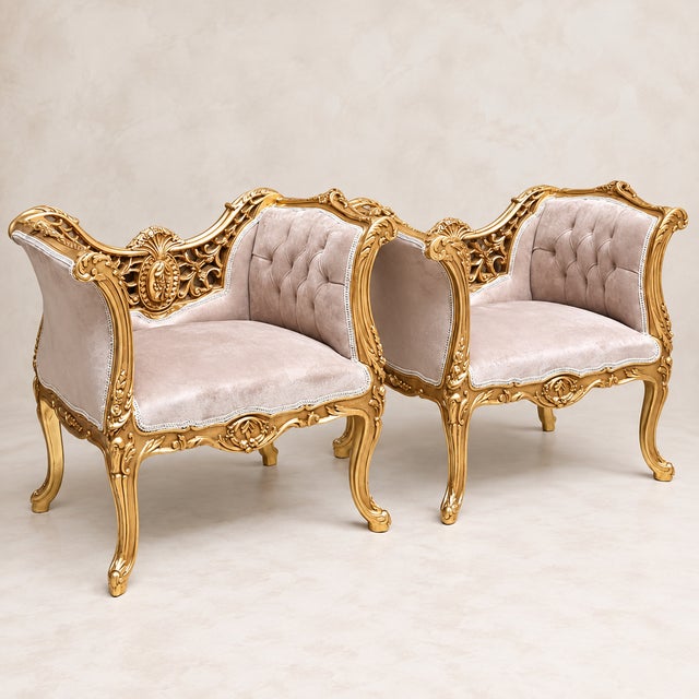 Make a statement with this beautifully ornate French-inspired accent chair, featuring an intricately carved frame finished...