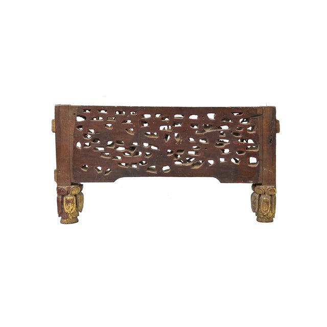 Chinese Chinese Vintage Wood Golden Relief Carving Wall Hanging Art Plaque For Sale - Image 3 of 7