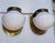 Glass Pair Vintage Art Deco Light Old Lamp Wall Sconces Fixture Brass & Milk Glass Shade Lamp Ship Light For Sale - Image 7 of 8