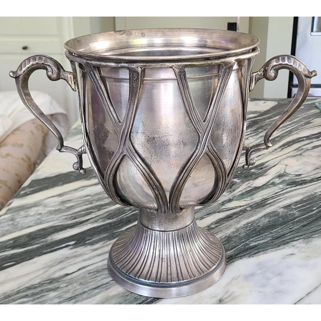Vintage English Silver Plated Trophy Ice Bucket or Jardinière For Sale - Image 9 of 13
