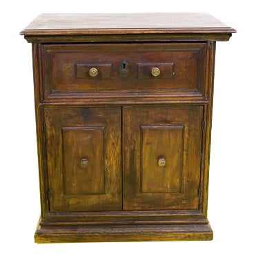 Wooden Credenza with Upper Drawer and Panelled Doors For Sale