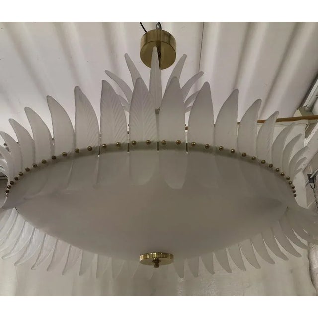 Mid-Century Round Murano Art Glass and Brass Chandelier, 2000s For Sale - Image 9 of 11