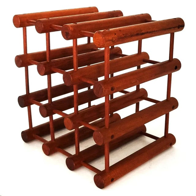 Mid 20th Century Teak Wood Wine Rack by Nissen Langaa, Made in Denmark