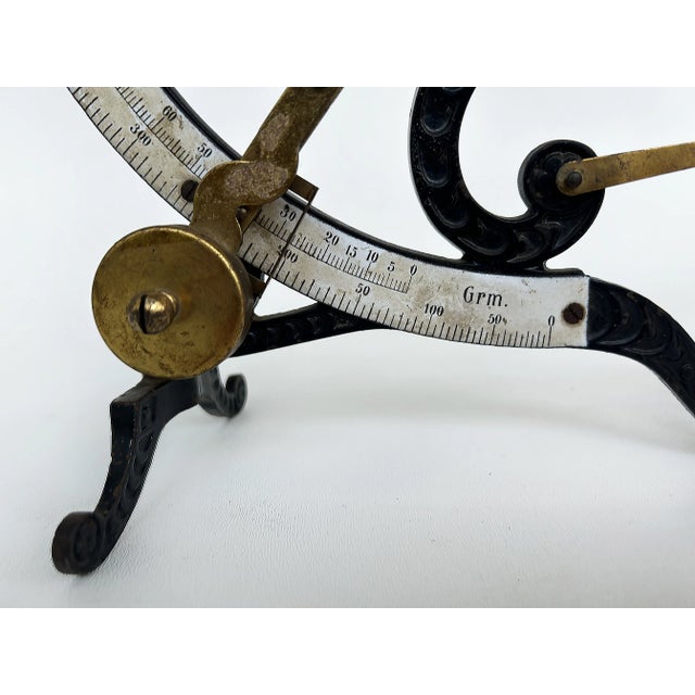 Antique European Enameled Postal Scale With Brass Circa 1880s For Sale - Image 9 of 10