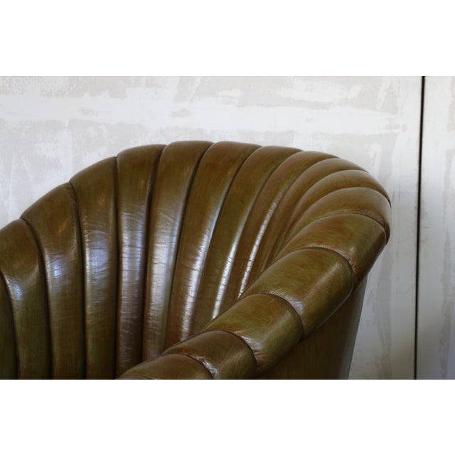 1980s Vintage Pair of Leather Channel-Tufted Club Chairs by Martin/Brattrud, 1987 For Sale - Image 5 of 18