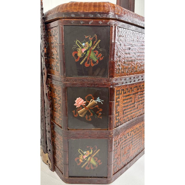 Antique Chinese Tiered Wicker Wedding Basket For Sale - Image 10 of 12