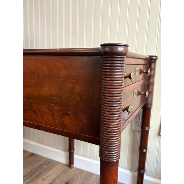 Antique Federal American Walnut Sheraton Style Side Table 19th Century Mahogany For Sale - Image 10 of 12