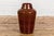 Ceramic Artisan Brown Glaze Vase with Black Concentric Motifs and Tapering Lines For Sale - Image 7 of 12