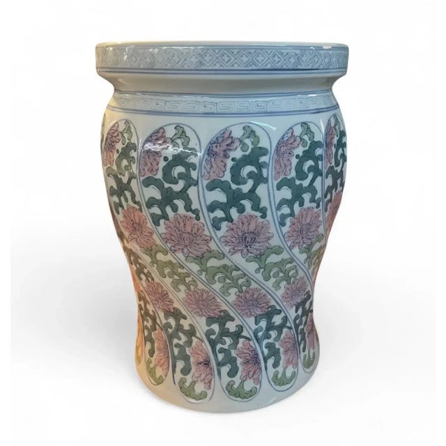 Chinese Vintage Chinese Ceramic Garden Stool With Floral Decoration For Sale - Image 3 of 4