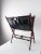 Black Black Leather And Turned Wood Folding Magazine Rack, 1930s For Sale - Image 8 of 8