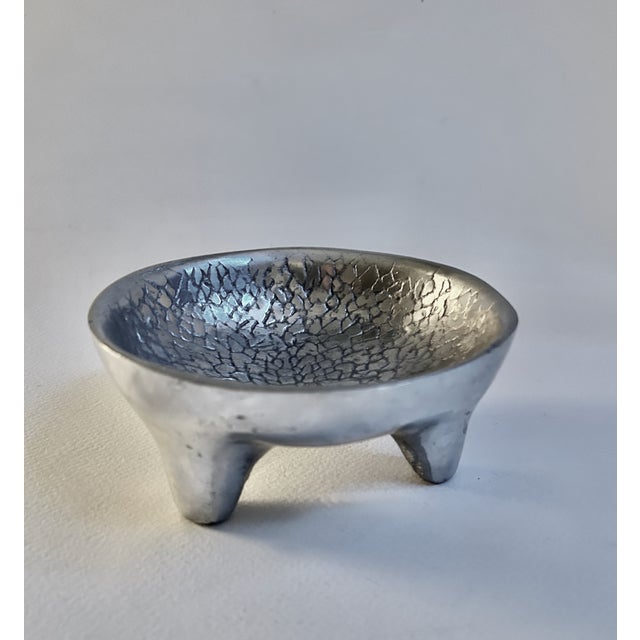 Mexican Vintage Mexican Footed Hammered Pewter Bowl For Sale - Image 3 of 14