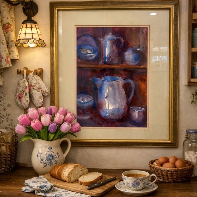 Add a bold splash of color and sophistication to your space with this framed and matted original watercolor painting,...