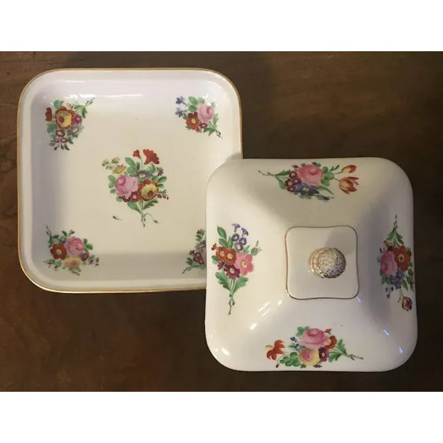 Antique 19th Century French Empire Floral Porcelain Serving Dish & Cover For Sale - Image 12 of 13
